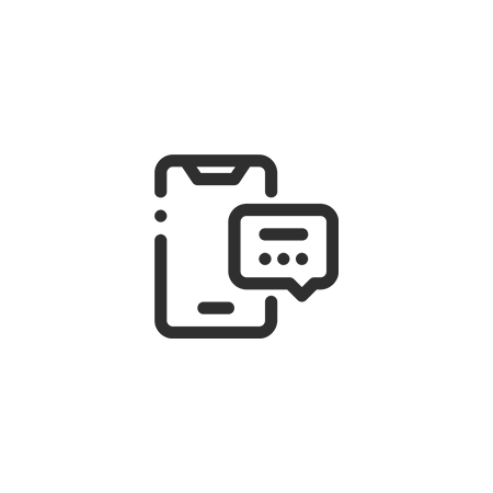Smartphone with a chat bubble icon next to it.